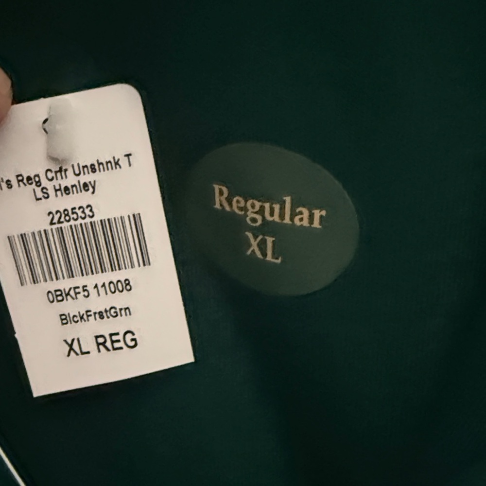 L.L. Bean Black Forest Green Long Sleeve Henley - Picture 3 of 3